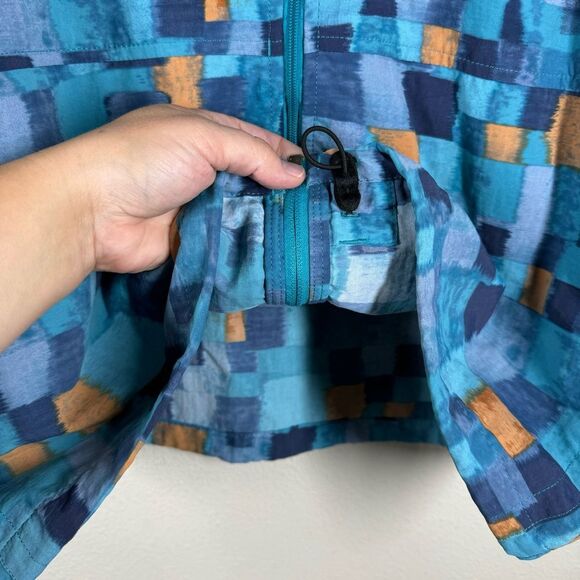 Patagonia Kids’ Baggies Hooded Jacket Zip Up Blue Geometric Print Size XXL(16-18 - Picture 6 of 7